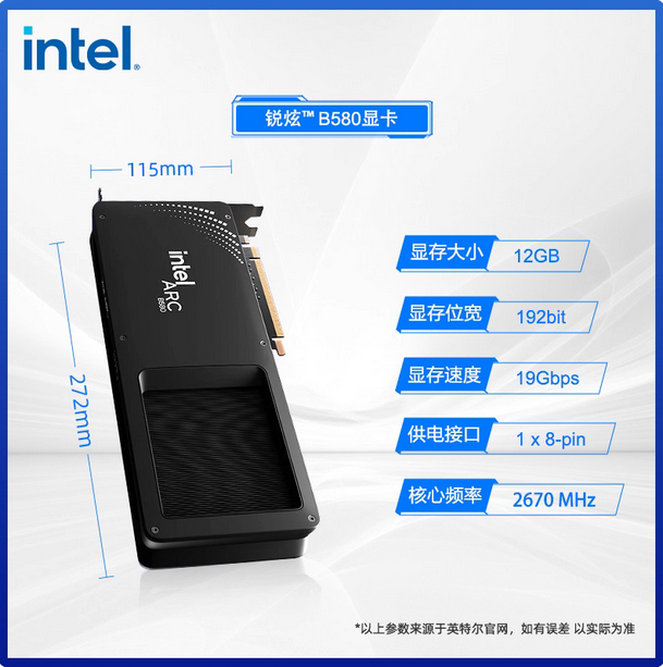 英特尔锐炫Arc b580 12gb台式机独立显卡电竞游戏专业设计显卡
